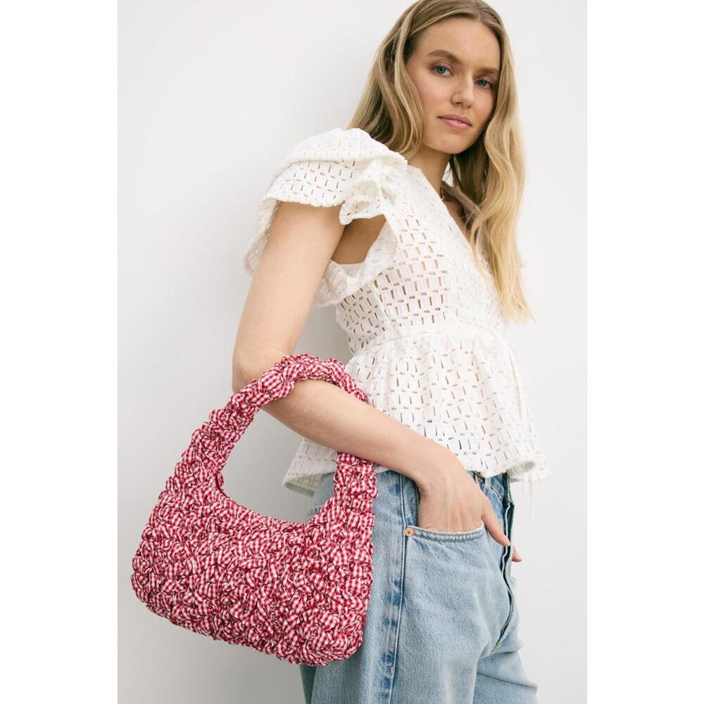 Loeffler Randall Pink and White Knit Shoulder Bag